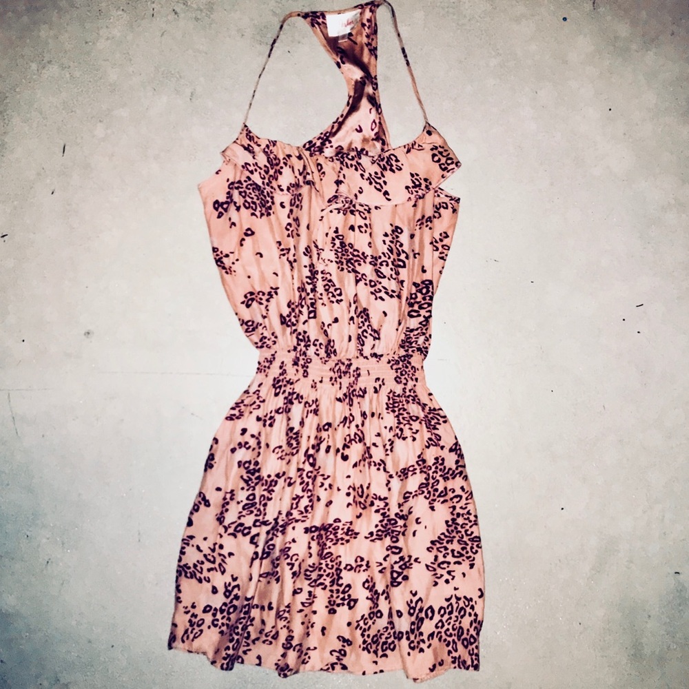 Parker pink leopard print silk mini dress size Xs
